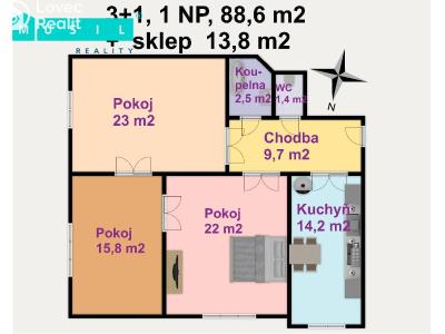 Продаж квартири 3+1 Olomouc, Dvořákova č. 21