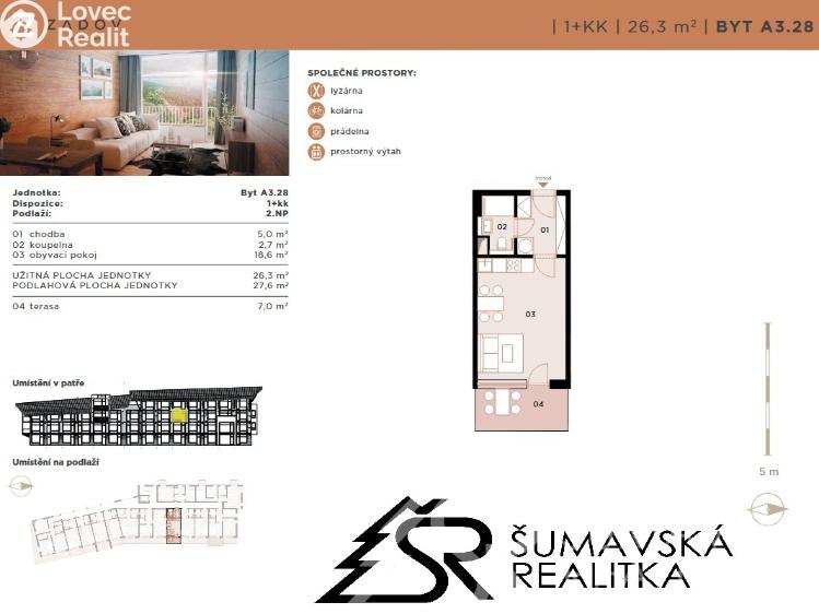 Prodej bytu 1+KK Stachy, Zadov 352 č. 9