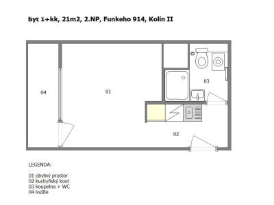 Pronájem bytu 1+KK Kolín, Funkeho 914 č. 10