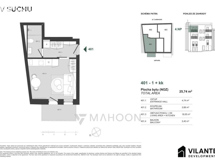 Продажа квартиры 1+KK České Budějovice, Ledenická č. 5