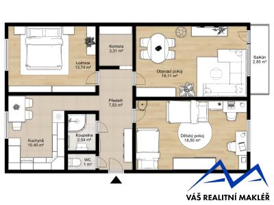 Продажа квартиры 3+1 Ostrava, Lumírova č. 19