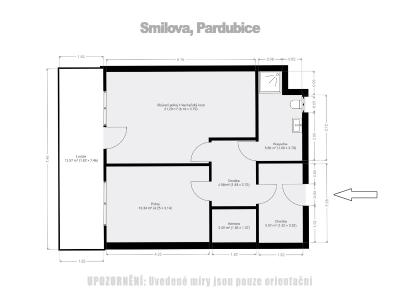 Pronájem bytu 2+KK Pardubice, Smilova 2935 č. 16