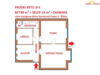 Sale apartment 3+1 Praha 3, Hartigova č. 96