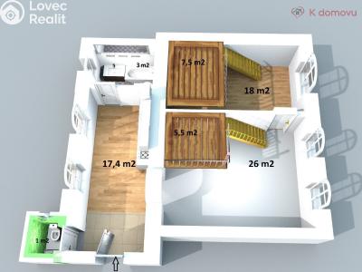 Sale apartment 2+1 Brno, Hybešova č. 24