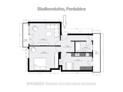 Prodej bytu 2+1 Pardubice, Sladkovského 2262 č. 21
