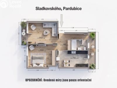 Prodej bytu 2+1 Pardubice, Sladkovského 2262 č. 22