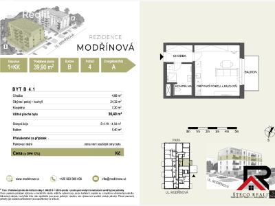 Аренда квартиры 1+KK Třebíč, Modřínová 493 č. 5