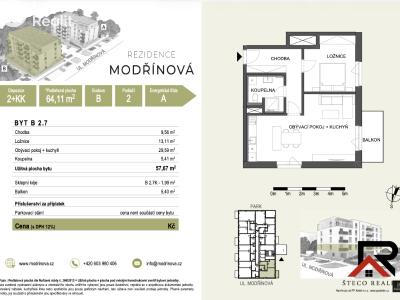 Продаж квартири 2+KK Třebíč, Modřínová 493 č. 4