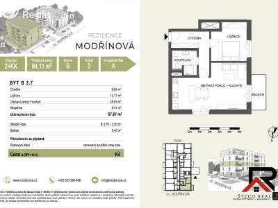 Продаж квартири 2+KK Třebíč, Modřínová 493 č. 5