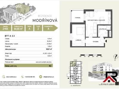 Аренда квартиры 2+KK Třebíč, Modřínová 494 č. 5