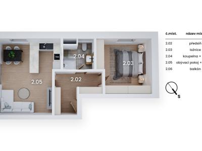 Prodej bytu 2+KK Lázně Bohdaneč, Šípkova 187 č. 5