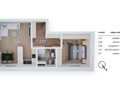 Prodej bytu 2+KK Lázně Bohdaneč, Šípkova 187 č. 6