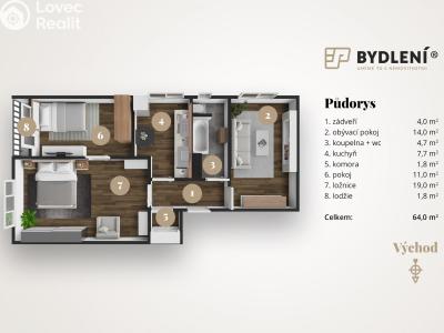 Prodej bytu 3+1 Teplice, Boženy Němcové 2397 č. 3