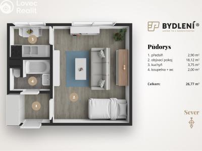 Prodej bytu 1+KK Teplice, Hlávkova 1379 č. 6
