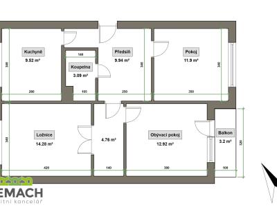 Rent apartment 3+1 Uherské Hradiště, Za Alejí 1017 č. 1