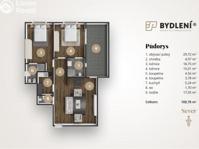 Rent apartment 3+KK Teplice, U Nových lázní 3270 č. 4
