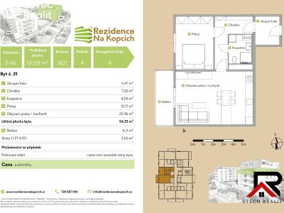 Sale apartment 2+KK Třebíč, Na Kopcích č. 10