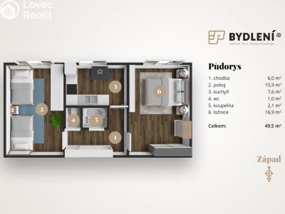 Prodej bytu 2+1 Teplice, Sokolovská cesta č. 1