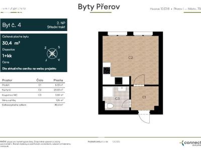Оренда квартири 1+KK Přerov, Husova č. 3