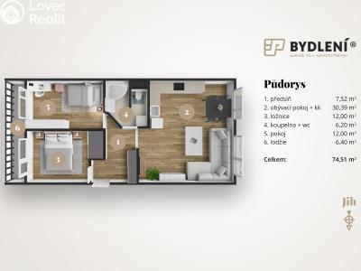 Prodej bytu 3+KK Teplice, Javorová 3025 č. 3