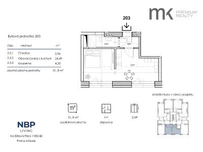 Rent apartment 1+1 Praha, Na bitevní pláni č. 8