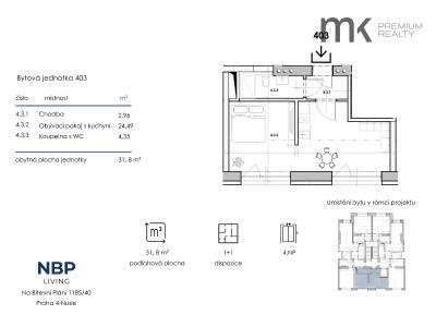 Аренда квартиры 1+1 Praha, Na bitevní pláni č. 8