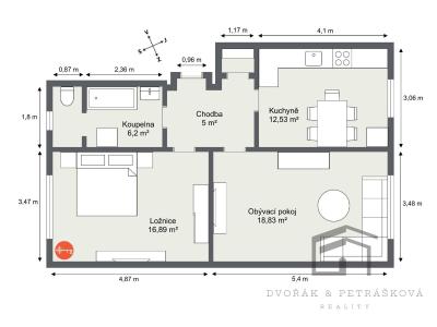Sale apartment 2+1 Písek, Husovo nám. 1680 č. 16