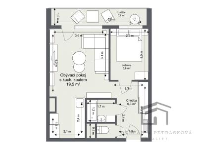 Аренда квартиры 2+KK Praha, Jašíkova č. 19