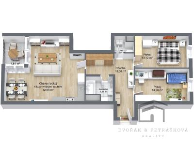 Sale apartment 3+KK Praha, Spojovací č. 22