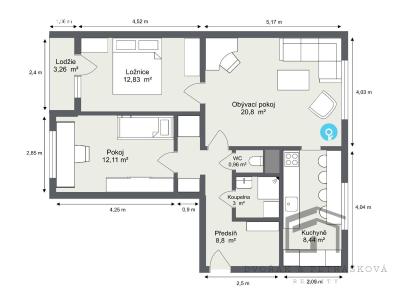 Продаж квартири 3+1 Praha, Lohniského č. 15