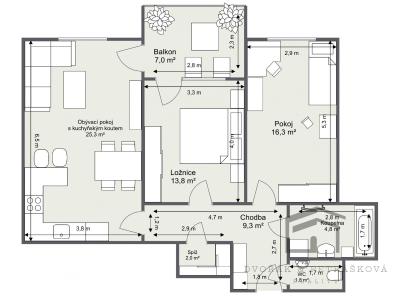 Sale apartment 3+KK Praha, Václava Trojana č. 22