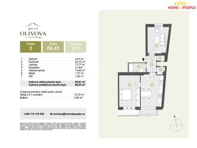 Продаж квартири 2+1 Říčany, Olivova č. 5