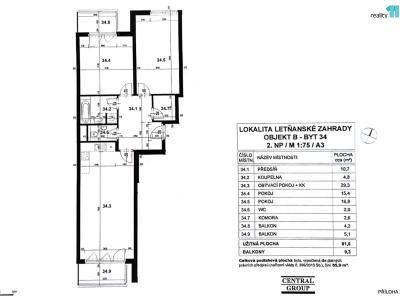 Продаж квартири 3+KK Praha 18, Kadečkové č. 20