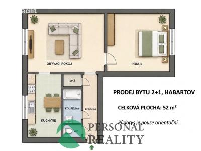 Продаж квартири 2+1 Habartov, 1. máje 13 č. 3