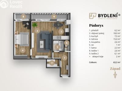 Prodej bytu 2+1 Osek, Hrdlovská 645 č. 3