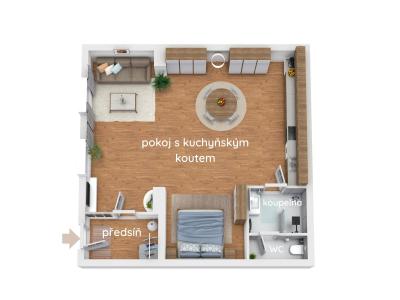 Prodej bytu 1+KK Pardubice, Hronovická 2699 č. 7