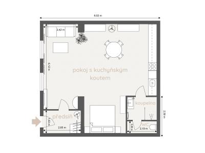 Prodej bytu 1+KK Pardubice, Hronovická 2699 č. 8