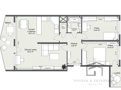 Аренда квартиры 3+KK Praha, náměstí Plukovníka Vlčka č. 24
