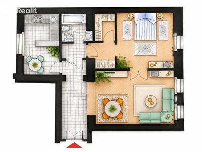 Rent apartment 2+1 Praha, Janáčkovo nábřeží č. 10