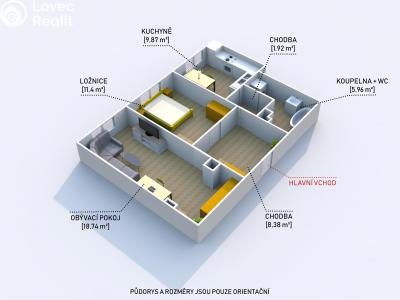 Продаж квартири 2+1 Klatovy, Hálkova 132 č. 27
