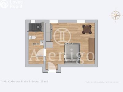 Продаж квартири 1+KK Praha, Kudrnova č. 9