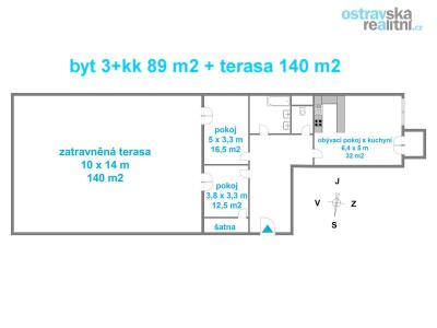 Аренда квартиры 3+KK Ostrava, Jantarová č. 12