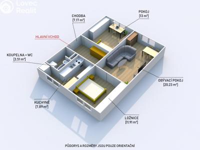 Sale apartment 3+1 Tachov, Bělojarská 1462 č. 6