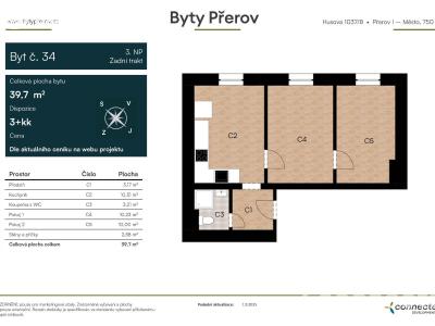 Оренда квартири 3+KK Přerov, Husova č. 2