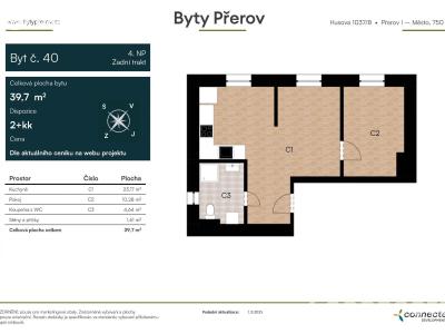 Оренда квартири 2+KK Přerov, Husova č. 2