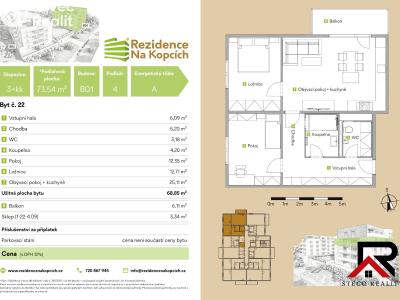Продаж квартири 3+KK Třebíč, Na Kopcích č. 10