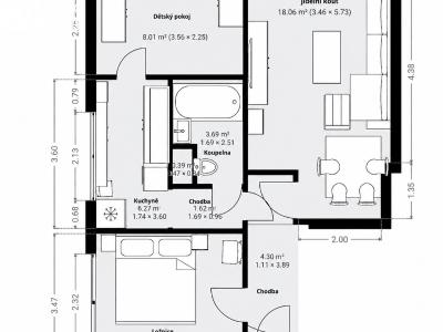 Продажа квартиры 3+1 České Budějovice, Kubatova č. 13