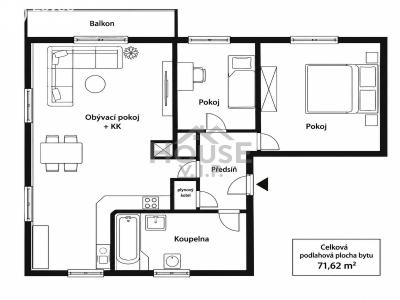 Продаж квартири 3+KK Praha, Konopišťská č. 9