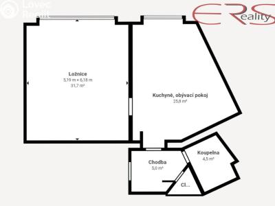Pronájem bytu 2+KK Liberec, Palachova č. 14