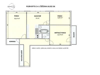Rent apartment 3+1 České Budějovice, Čéčova č. 12